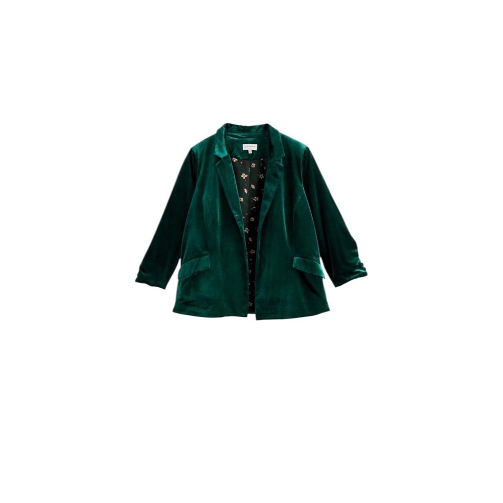Skies Are Blue Green Velvet Blazer - Picture 2 of 10